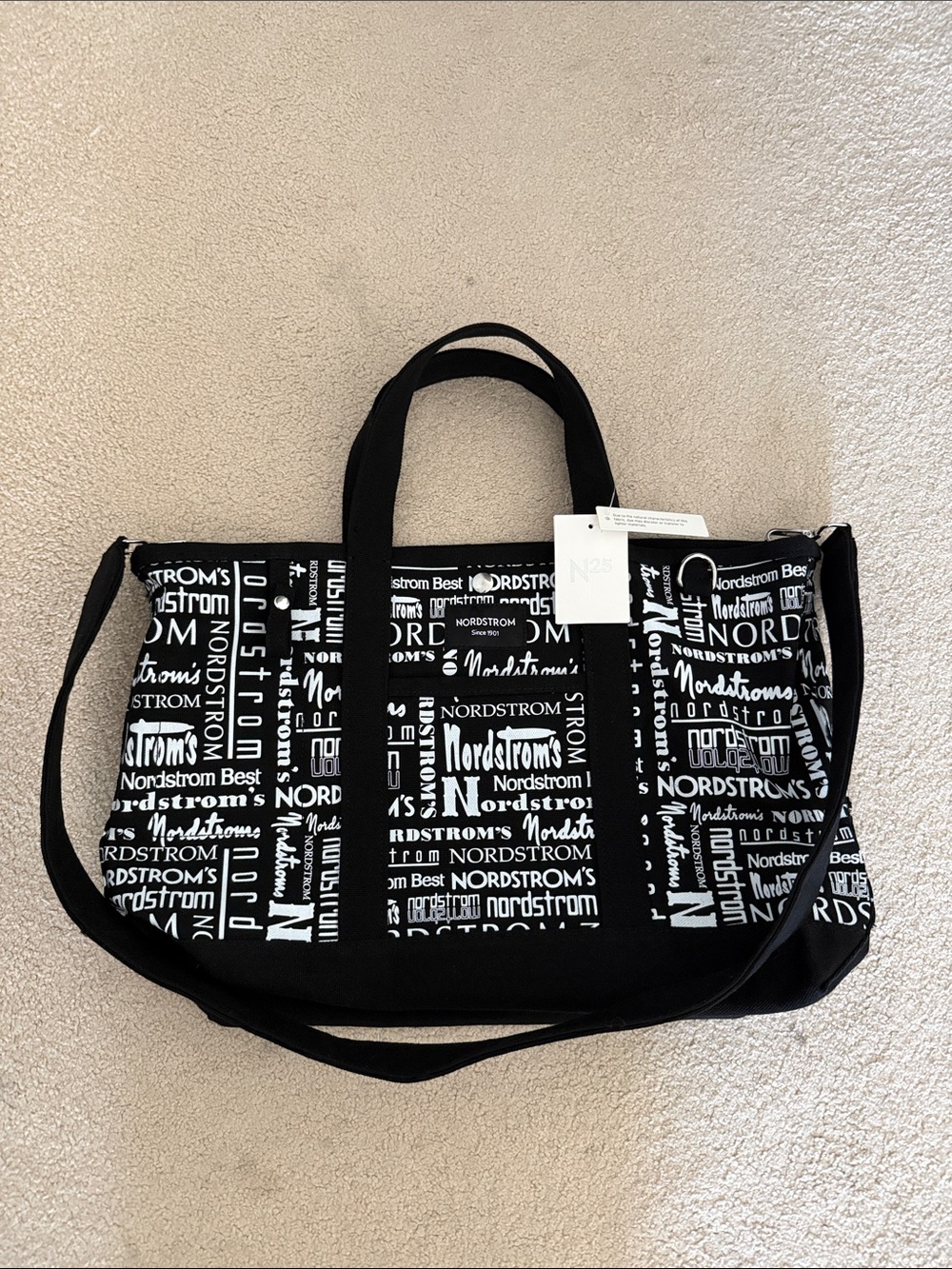 Nordstrom Black and White Limited Edition 125 Years Logo Print Tote